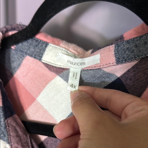 Maurice’s Pink & Navy Plaid Button-Down Shirt - Picture 2 of 5